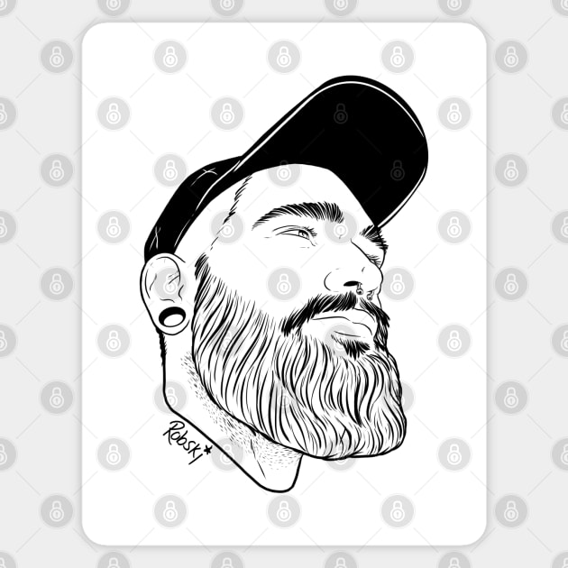 Beardy beef - black lines Sticker by RobskiArt